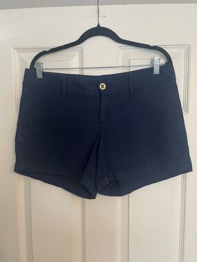 Lilly Pulitzer Navy Mid-Rise Cotton Shorts